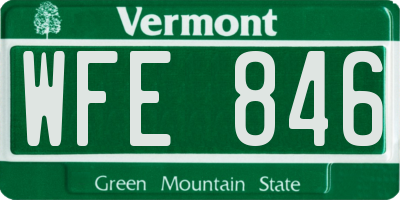VT license plate WFE846