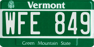 VT license plate WFE849