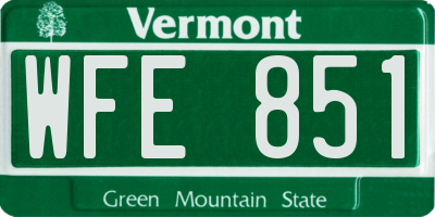 VT license plate WFE851