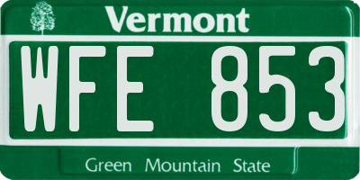 VT license plate WFE853