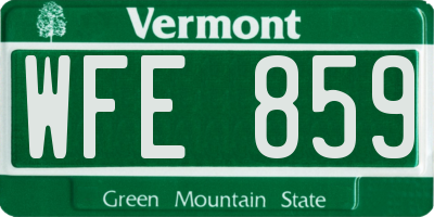 VT license plate WFE859