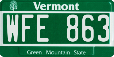 VT license plate WFE863