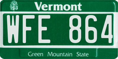 VT license plate WFE864