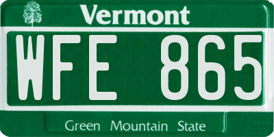VT license plate WFE865