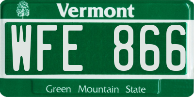 VT license plate WFE866