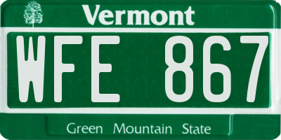 VT license plate WFE867