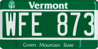 VT license plate WFE873