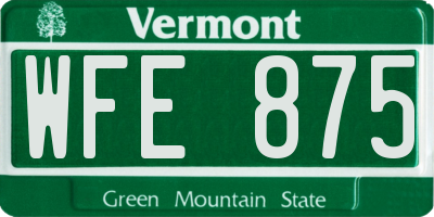 VT license plate WFE875