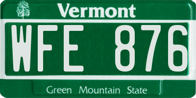 VT license plate WFE876