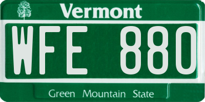 VT license plate WFE880
