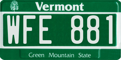 VT license plate WFE881