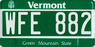 VT license plate WFE882