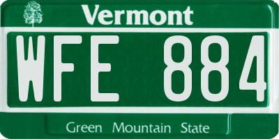 VT license plate WFE884