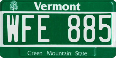 VT license plate WFE885