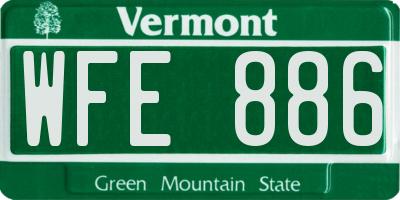 VT license plate WFE886