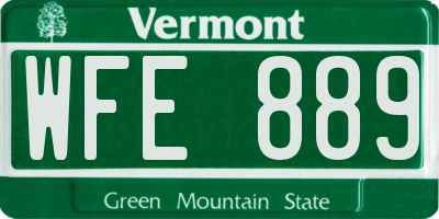 VT license plate WFE889