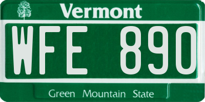 VT license plate WFE890