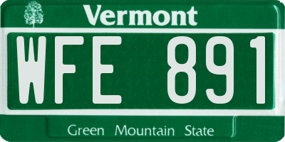 VT license plate WFE891