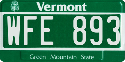 VT license plate WFE893