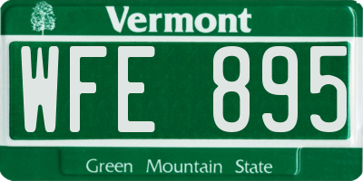 VT license plate WFE895