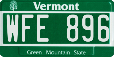 VT license plate WFE896