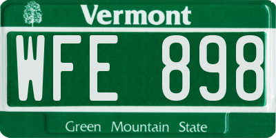 VT license plate WFE898
