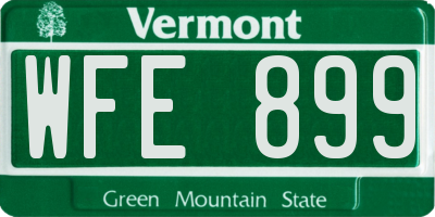 VT license plate WFE899