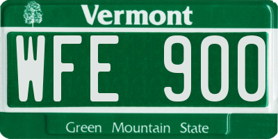 VT license plate WFE900