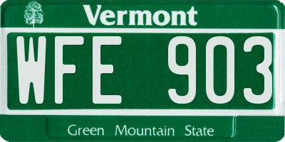 VT license plate WFE903