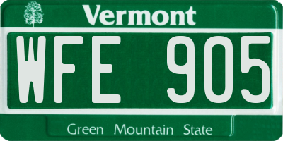 VT license plate WFE905