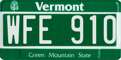 VT license plate WFE910