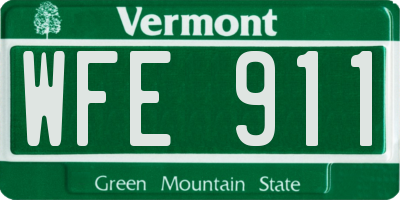 VT license plate WFE911