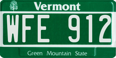 VT license plate WFE912