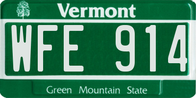 VT license plate WFE914