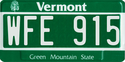 VT license plate WFE915