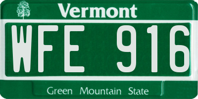 VT license plate WFE916
