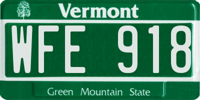 VT license plate WFE918