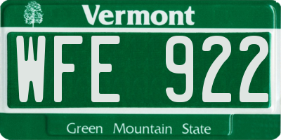 VT license plate WFE922
