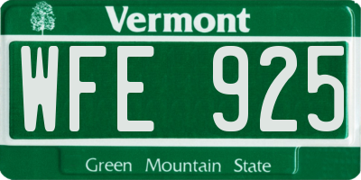 VT license plate WFE925