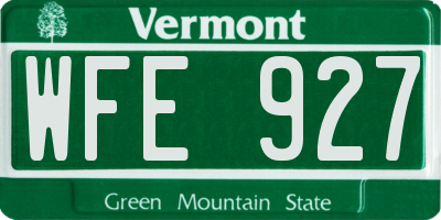 VT license plate WFE927