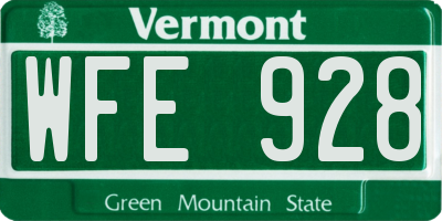 VT license plate WFE928