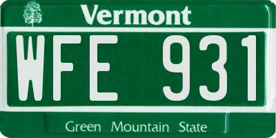 VT license plate WFE931