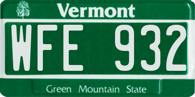 VT license plate WFE932