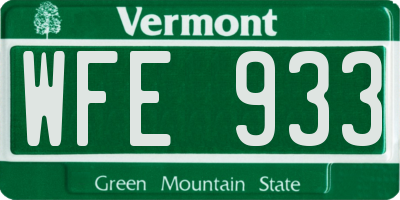 VT license plate WFE933