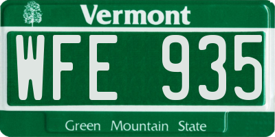 VT license plate WFE935