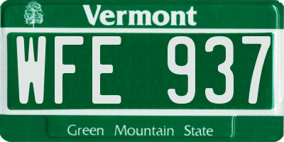 VT license plate WFE937