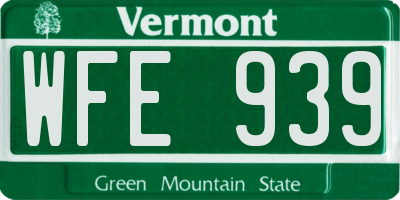 VT license plate WFE939