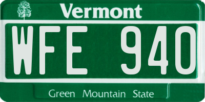 VT license plate WFE940