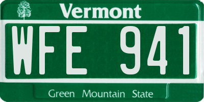 VT license plate WFE941