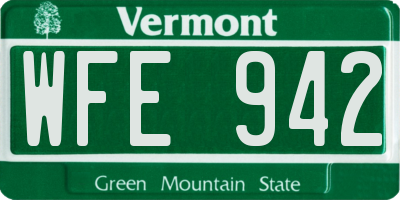 VT license plate WFE942